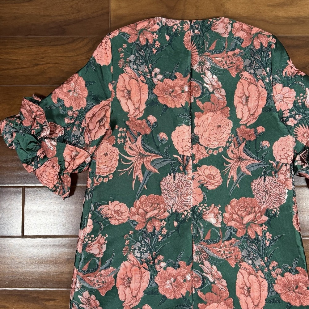 Abbey Glass Women's Size Medium Forest Floral Jacquard Bronwyn Midi Dress $325 - Picture 9 of 13